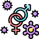 colorful graphic of man and woman symbols