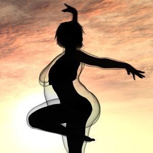 woman dancing with outline of body changes